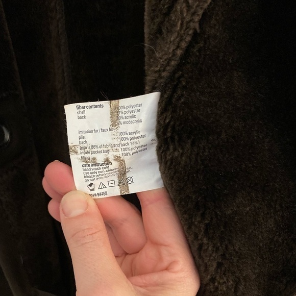 Vintage Donny Brook Suede Feel w/ Faux Fur Trim & Lining Woman’s Winter Coat 1X - Picture 9 of 11